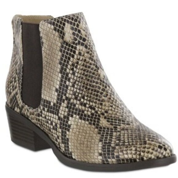 MIA Jimena Snake Embossed Boots Ankle Booties Beige & Brown Size 7.5 NEW - Picture 1 of 6